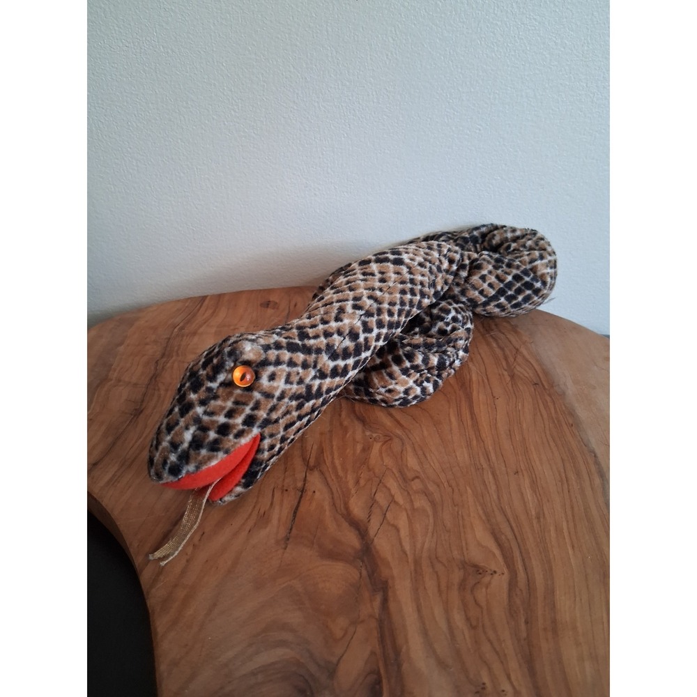 Plush Snake bean stuffed Animal Brown Diamondback Pattern Red Mouth 36 Inch